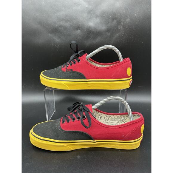 Vans X Disney 90th Anniversary Low Top Shoes Mens 8 Women 9.5 Red Black Yellow